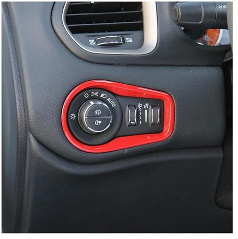 Interieurleisten Interieur Zubehör 1Pcs Scheinwerfer Schalter Dekoration Rahmen Für Jeep Für Renegade 2016 + Auto Innen Aufkleber ABS(Rot)