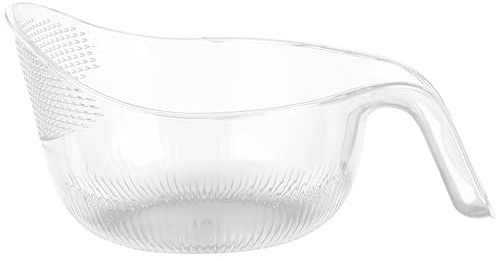 Reissieb 9x5 Zoll BPA-freier Plastik-Reis-Waschmaschinen mit feinen Löchern und ergonomischem Griff multifunktionales Obstwaschschüssel zum Reinigen von Obst, Gemüse transparent