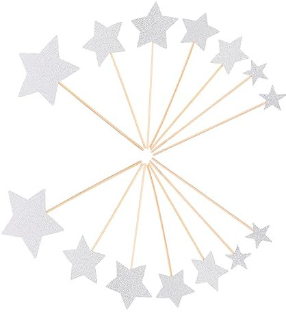 Warmhm Cupcake-Topper Glänzende Sterne Backpapier Dekorationen Für Geburtstagspartys Holzpapiermaterial Sicher Einfach in Den Kuchen Für Desserts Einzusetzen 70 Stück