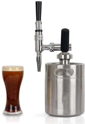 Nitro Cold Brew Kaffeemaschine - Selbstgebrühtes Kaffeefass mit Druckablassventil-Set, Spendersystem für Stickstoffkaffeemaschinen aus Edelstahl, robuster Mini fürs Camping zu Hause