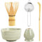 5 in 1 Ensemble de Thé Matcha Japonais avec Fouet à Matcha en Bambou Porte-fouet Bol à Matcha Cuillère à Matcha (chashaku) Service à Thé Matcha Céramique Matcha Kit pour Cérémonie Matcha (Verte)