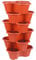 ADEPTNA Pack of 6 Stackable Trio Strawberry Planter Pots Terracotta Durable Plastic Herb Flower Bedding Plant Containers Weather-Resistant Vertical Garden Design Perfect Indoor Outdoor Use