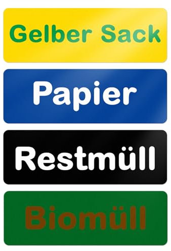 YIKIADA Recycling Mülleimer Aufkleber 15 x 5 cm Vinyl Abnehmbar Wasserdicht Selbstklebend für Startseite Büro Fenster Innen Außen 20 Stück