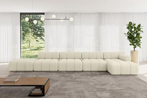 ALTDECOR Modulares Sofa Ecksofa in L-Form Corner modular Sofa Eckcouch Couch Wohnlandschaft Cauchsofa Polstersofa Lizur-L3-475x160x70 cm Beige