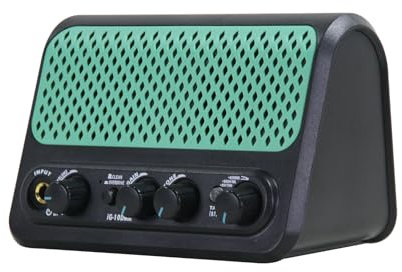 Asixxsix E -Gitarrenverstärker, 20W Mini -Gitarrenverstärker Bluetooth -Lautsprecher mit Eingebauten 30 Drum -Maschinenmodi,2 Ton -sauberen Overdrive -Effekten, Hall- Aux -Eingabe