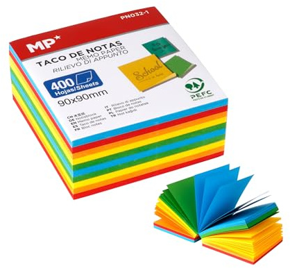 MP Bloc de notas taco de notas 9 x 9 cm incl. bloc de 400 hojas PEFC papel en 5 colores