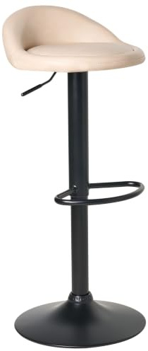 Beliani Set of 2 Modern Height Adjustable Armless Swivel Bar Stool Upholstered Faux Leather Light Beige Meeder