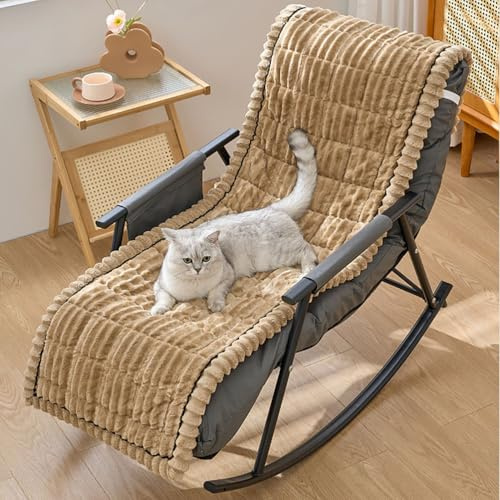 Generisch Sesselschoner Relaxsessel Sesselüberwurf, Weiche Plüsch Sesselauflage, Anti-Rutsch Schonbezug, Flauschiger für Haustiere, Sofa Waschbar Sesselbezüge für Haustieren Hund,Braun,50 * 180cm