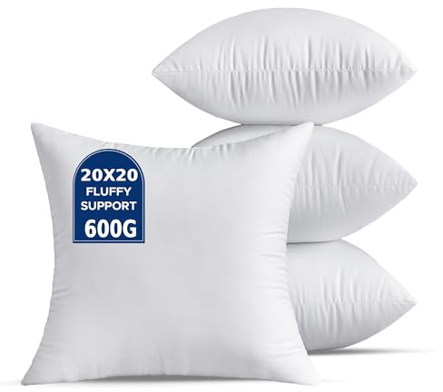 QSWRD 4er Set Kissenfüllung 50 x 50 cm Groß Weiße Kisseninlet Dekokissen Kopfkissen für Wohnzimmer Couch Bett Quadratisch SofaKissen Zierkissen Innenkissen