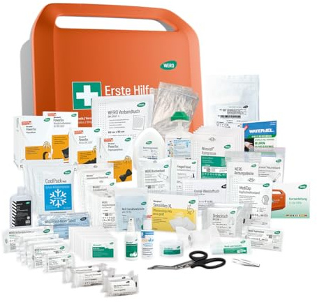 WERO Smart Case groß Erste-Hilfe-Koffer DIN 13157 Logistik & Versand | Kompakt, Robust & übersichtlich, Staub- & spritzwassergeschützt, Mit Farbleitsystem, Mit Wandhalterung