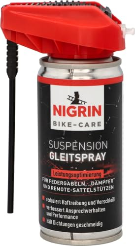 NIGRIN BIKE-CARE Fahrrad Suspension-Gleitspray, pflegt Federgabel & Dämpfer, schmutz- & wasserabweisend, versiegelt Tauch- & Standrohre, 100 ml