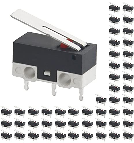 WMYCONGCONG 50 PCS Micro Switch AC 1A 125V 3 Pin SPDT Limit Micro Switch Long Hinge Lever