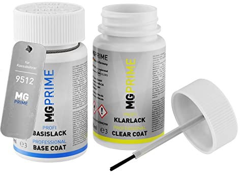 MG PRIME Autolack Lackstift Set für Kaessbohrer 9512 Dunkelgrau Metallic Basislack Klarlack je 50ml