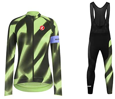 UGLY FROG Neue MTB Winter Fleece Thermisches Radtrikot Damen Set Fahrradbekleidung Fahrradtrikot Langarm und Radhose mit 20D Bib Sitzpolster
