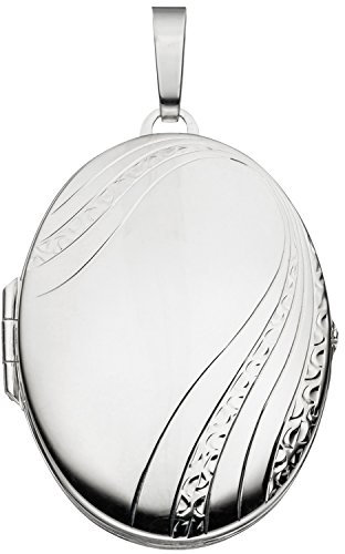 Jobo Damen-Medaillon aus 925 Silber Oval zum Öffnen für 2 Fotos