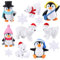FEPITO 12 Stücke Winter Harz Pinguin Eisbär Schneeflocken Miniatur Figur Spielzeug Mini Weihnachten Figuren für DIY Garten Wohnkultur Weihnachtsschmuck