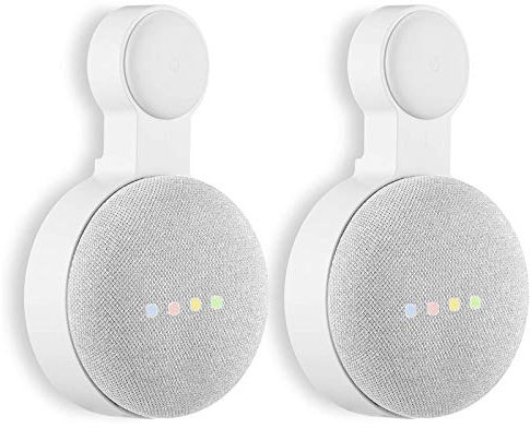 Google Nest Mini Wall Mount Holder, Caremoo Space-Saving Design Outlet Mount, Perfect Cord Management for Google Nest Mini 2nd Generation (White, 2 Pack)