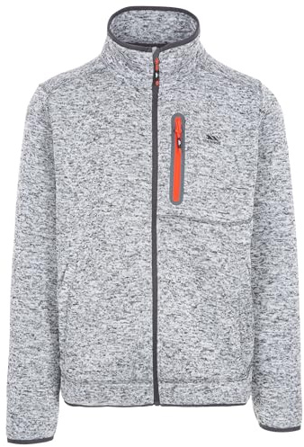 Trespass Mens Fleece Jacket Bingham - Brushed Back, Chest Pocket with Printed Surround Detail, Knitted Marl Fleece, 3 Zip Pockets, Stretch Binding at Hem and Cuffs
