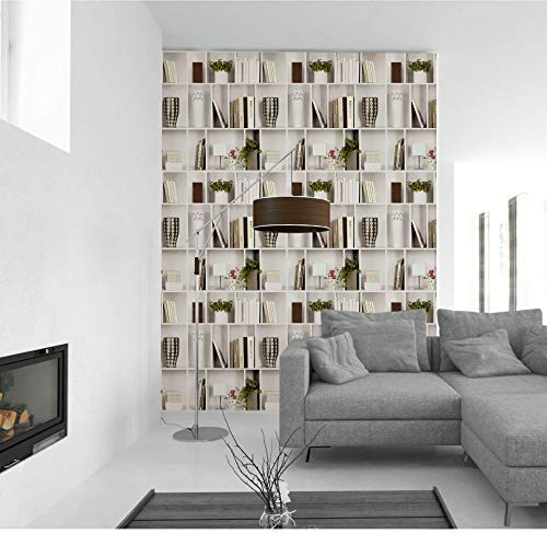 K&L Wall Art Papier peint intissé 3D moderne pour salle de lecture et salon Design vintage Bibliothèque Loft Fabriqué en Allemagne