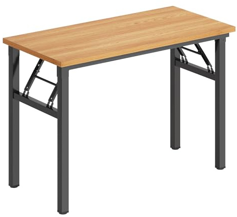 DlandHome DCAND-AC5-8040-TeakB Klapptisch, kleiner Schreibtisch, Computertisch, keine Installation erforderlich, klappbarer Arbeitsplatztisch für Heimbüro, 80 x 40 cm