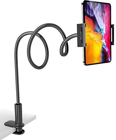 Phone Holder for Bed,360 Flexible Lazy Tablet Stand for Desk,with Adjustable 39.4 Long Arm Clamp Bracket Mount Stand for 4.7~10.5 iPhone/iPad Air/Pro/mini/Tablet/Switch,Black