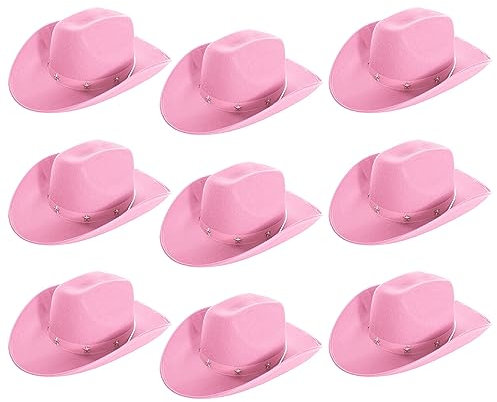 Juego de 3 sombreros de vaquero con estrellas rosas tachonadas