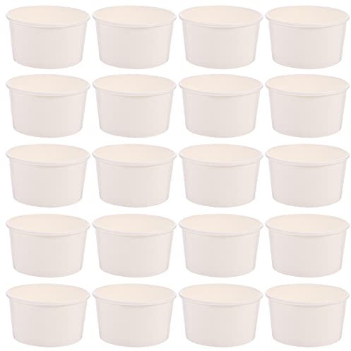 NUOBESTY 100Pcs 3oz Paper Ice Cream Sundae Cups Yogurt Dessert Bowls Pudding Cups Cake Baking Cup Cupcake Liners Party Supplies for Soup Muffin Mousse White