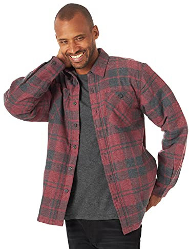 Wrangler Authentics Giacca Camicia in Flanella Foderata in Pile Sherpa a Maniche Lunghe, Heather Attuale, S Uomo