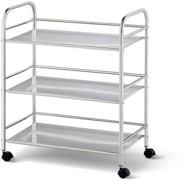 CLIPOP 3 Tier Rolling Bar Cart Stainless Steel Kitchen Island Serving Trolley with Lockable Wheels,Catering Trolley on Wheels for Restaurants Drinks Vegetable Storage Book Medical, 35 x 60 x 75 cm