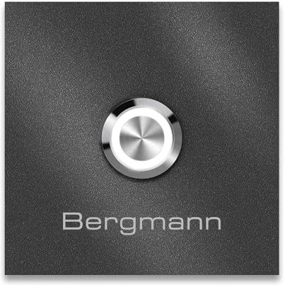 Metzler Türklingel Bergmann in Eisenglimmer - Haustürklingel Pulverbeschichtet in DB 703 - Made in Germany - Klingel Haustür aus Edelstahl V2A - LED Drucktaster wählbar - Größe: 8 x 8 cm