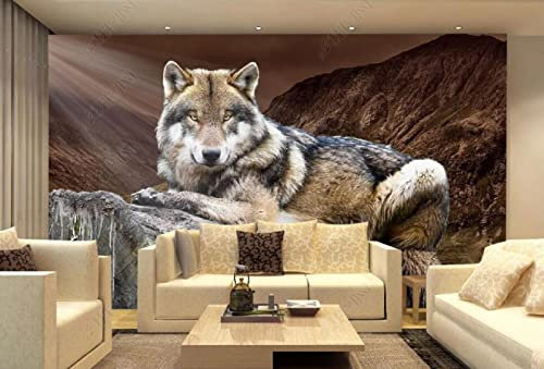 Papier Peint Panoramique Souche De Loup Sauvage Papier Peint 3D Tapisserie Murales Chambre Salon Décoration,400x280cm