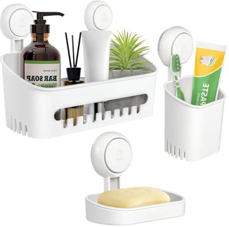 Uten Estante de Ducha con Ventosa Autoadhesivo Cesta Estanteria Organizador para Cocina Sala de Estar Baño