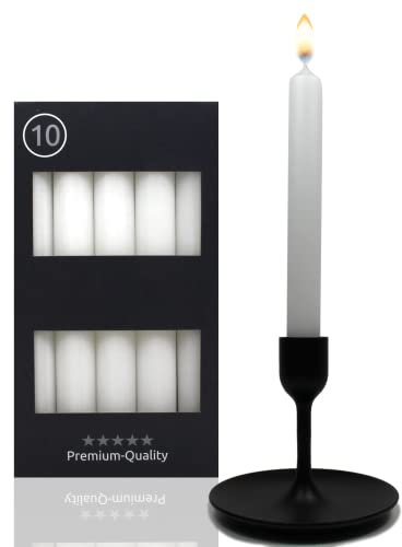 Smart-Planet 10er Set Tafelkerzen - Kerze Weiß - 18,5cm 7,5 Std Brenndauer - Spitzkerzen für Kerzenständer und Kronleuchter - Leuchterkerzen Stabkerzen