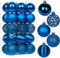 30 pcs Christmas Baubles Xmas Ball Ornaments with Strings, 60mm/2.4 Blue Shatterproof Plastic Hanging Decorations, Christmas Tree Pendants for Home Party Wedding Holiday