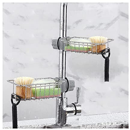 BROSEBEAQ 2 Stück Duschablage für Duschstange, Duschregal Edelstahl Ohne Bohren, Zum Hängen, Duschkorb für Seife, Shampoo, Duschgel, Spülbecken Organizer, Badezimmer Regal für 18-27mm