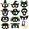 LANMOK 22 Stück Halloween Kratzmasken Regenbogen Scratch Art Masken Halloween Kratzbilder Basteln für Mädchen Jungen Geschenk Kinder DIY Partybedarf Cosplay Requisit