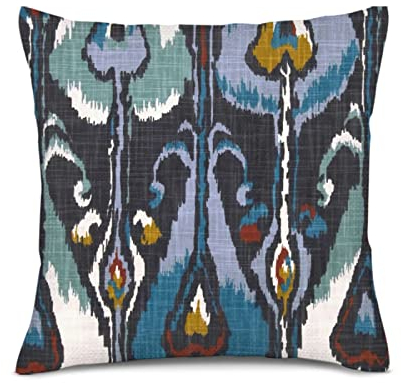 Kissenbezug Vintage Ikat Blau Ikat Kissen Akzent Kissen (2) Bohemian Ornament Bauernhaus Kissenbezug Baumwolle Leinen dekorativer quadratischer Überwurf Kissenbezug 61 x 61 cm