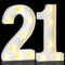 Treela 8.7'' Decorative LED Light up Numbers, Light up Number Sign for Night Birthday Party Decorations Happy Birthday LED Sign Backdrop Anniversary Wedding Party Bar Wall Decor (White,21th)