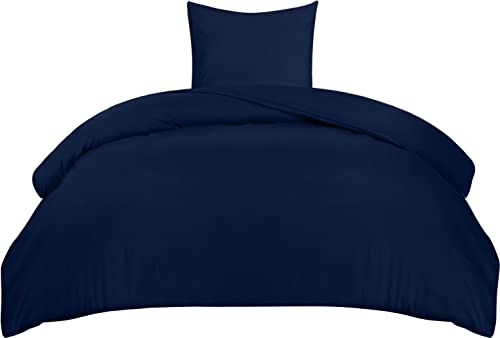 Utopia Bedding Bettwäsche 140x200 Set - Mikrofaser Bettbezug 140x200 cm + 1 Kissenbezug 65x65 cm - Marineblau