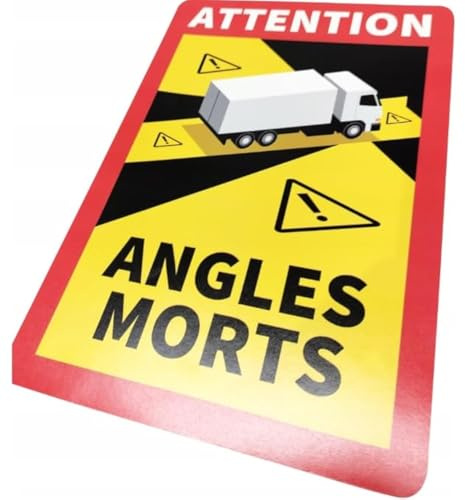 Web Truck 6 Stück Attention Angles Morts Magnetschilder 25 x 17 cm Magnet für LKW und Wohnwagen Warntafel Hinweiszeichen Schild Frankreich mit UV Schutz