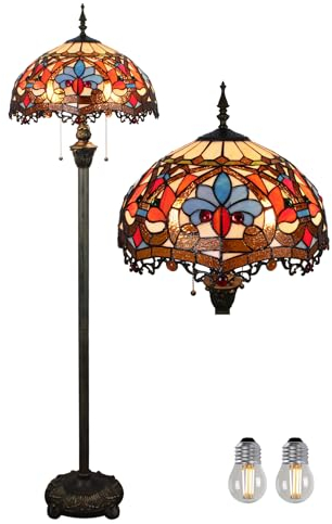 Tiffany Style 16 Zoll Stehlampe Buntglas Lampenschirm Steh Leselampen Vintage Boho Art Deko Schlafzimmer Wohnzimmer Arbeitszimmer Esszimmer Geschenk - Pedal Switch (C-6)