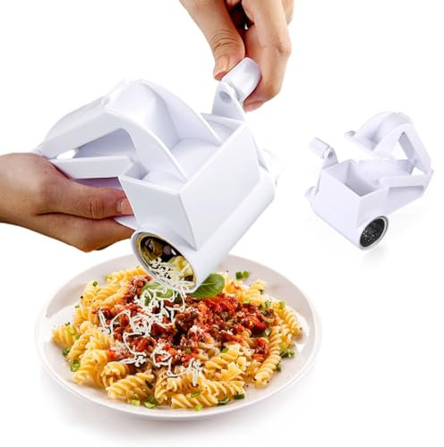 Rallador de queso parmesano con manivela, rallador de queso con manivela para la cocina, rallador de limón, rallador de mano, rallador de tambor apto para lavavajillas, con hoja de acero inoxidable