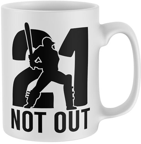 Purple Print House 21 Not Out Birthday Mug Funny Twenty First Cricket Gift For Son Coffee Cup 21st Birthday