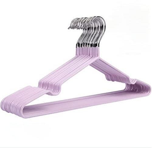Pilipane rutschfeste Kleiderbügel,Metallbügel Im 10er-Pack, Platzsparend, Robuster, Gummibeschichteter Drahtbügel Für Mantel, Hemd, Kleid, Robuster Kleiderbügel Für Erwachsene(lila)
