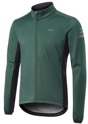 ARSUXEO Radsport Jacke für Männer Softshell Fleece MTB Jacke Winter Thermo Windbreaker 23T Neongrün M