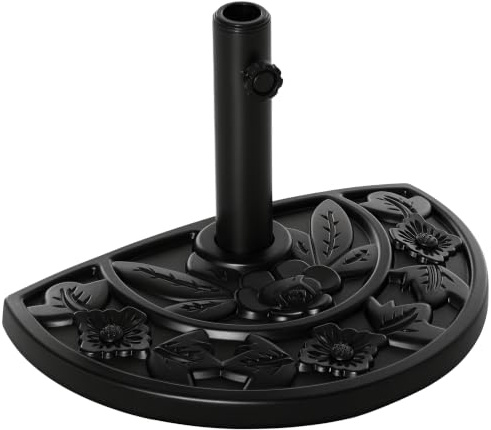 Outsunny Sonnenschirmständer 9 kg für 35/38/48mm Rohrdurchmesser Schwarz | Ampelschirmständer, Blumendesign, Schirmständer Halbrund Schirmhalter, Ständer für Sonnenschirm, Balkon, Terasse, Garten