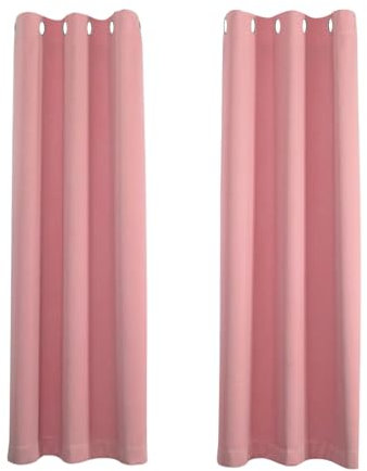 Happy Homewares Pink Eyelet Curtains - 66 x 72 Inch Drop - Elegant Room Darkening Blackout Curtains with Thermal Insulation - 2 Panels for Bedroom or Living Room