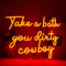 Horseneon Take a Bath You Dirty Cowboy Neon Schild Rote Buchstaben Neonlichter Neonschild für Wanddekoration Neonlicht mit USB-Stromversorgung für Schlafzimmer Waschraum Bad Zentrum