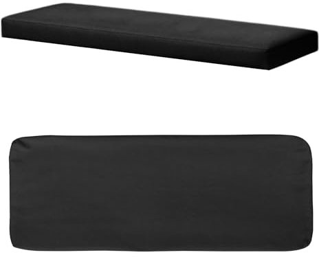 Kimgull Bankkissenbezug Mit 2 Spanngurten, Innenschaum ist Nicht enthalten, Ersatzbezug für Sitzkissen Mit reißverschluss und Waschbar, Schwarz, 70 X 40 X 8CM