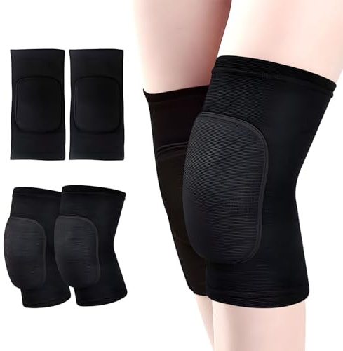 DALAETUS 2 Coppie Ginocchiere Elastiche, Ginocchiera Morbide e Traspiranti, Tutore Ginocchio per Pallavolo Calcio Danza Yoga Tennis Corsa Ciclismo Allenamento Arrampicata (Nero)